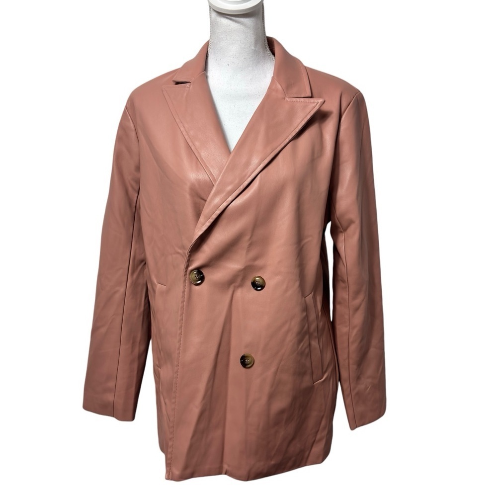 EN SAISON PINK BROWN WOMEN FAUX LEATHER BLAZER STYLE JACKET SIZE MEDIUM
